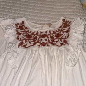 White Top with Brown Embroidery